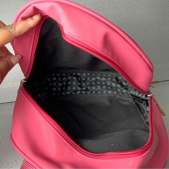 Jon Hart Pink Coated Canvas Genuine Leather Backpack Monogram Initials - Picture 15 of 15